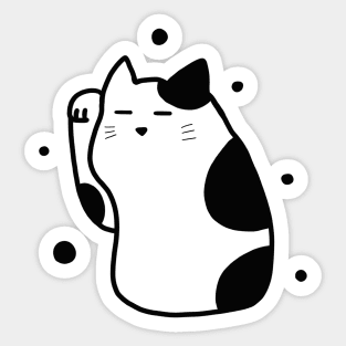 Neko Black White Anime Japan Manekineko Cat Simple Kawaii Art Logo Sticker